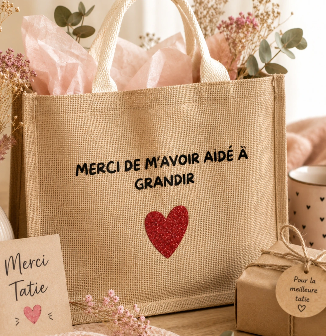 Sac en jute personnalisé pour Tatie à La Réunion